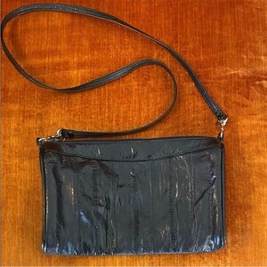 Vincentti Collection Made in Korea Genuine Eel Skin Black Crossbody Bag